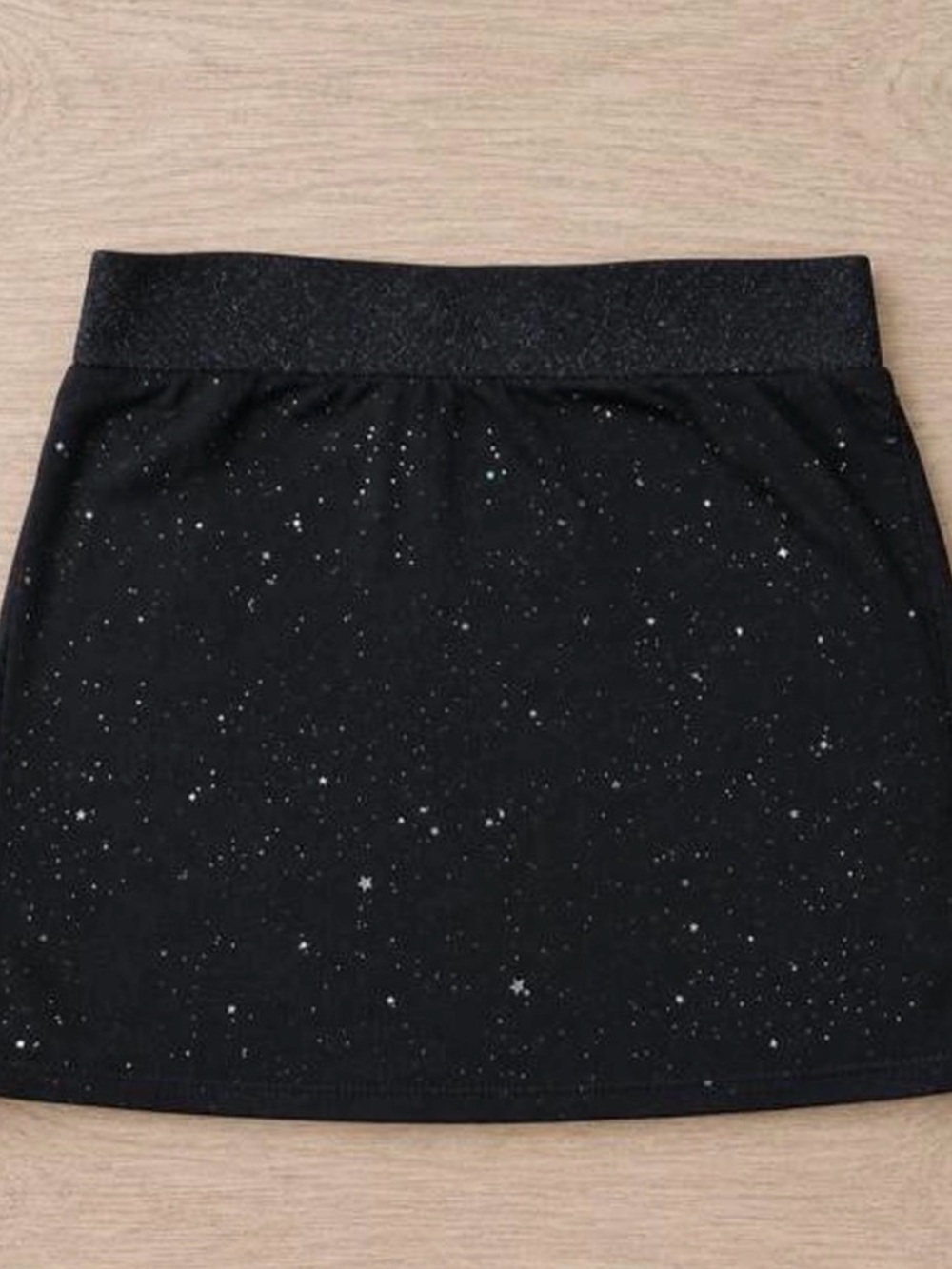 Black Star-Print Stretch Mini Skirt